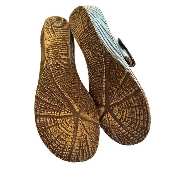 Born Karis Blue Leather Thong Wedge Shoe Sandals Size 8 Wedge D60504‎ - Picture 8 of 12